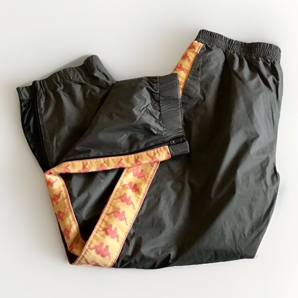 Kappa Y2K Tracksuit Pants Ankle Zippers Pockets Gray Orange Men’s Size Medium - Picture 1 of 8